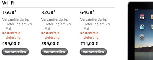erste Änderung der iPad Preise