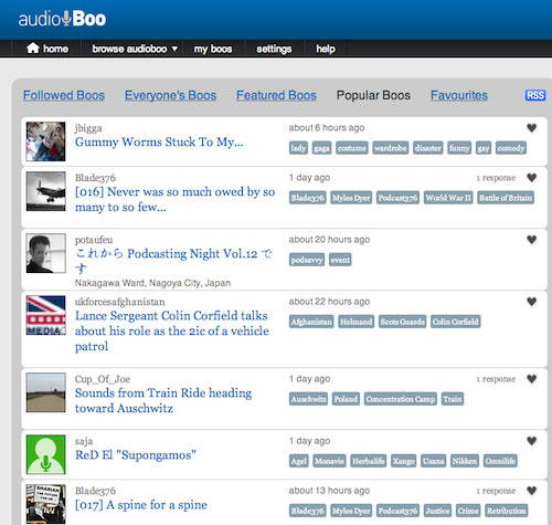 Die Audioboo-Website