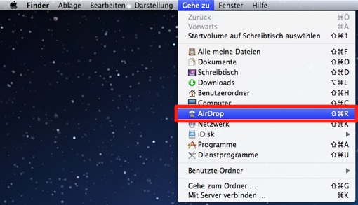 Wenn der eigene Mac nicht zu AirDrop kompatibel ist, fehlt der entsprechende Eintrag in der Finder-Menüleiste.
