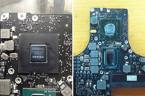 Neues Logic Board (links), Logic Board aktuelles MacBook Pro (rechts).