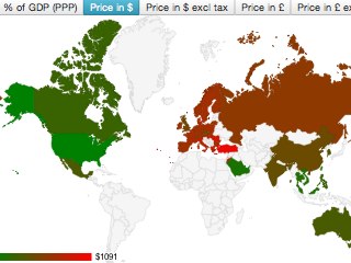 Bild zu «Teuer, teurer, am teuersten: Weltkarte visualisiert Preisunterschiede beim iPhone 5s»