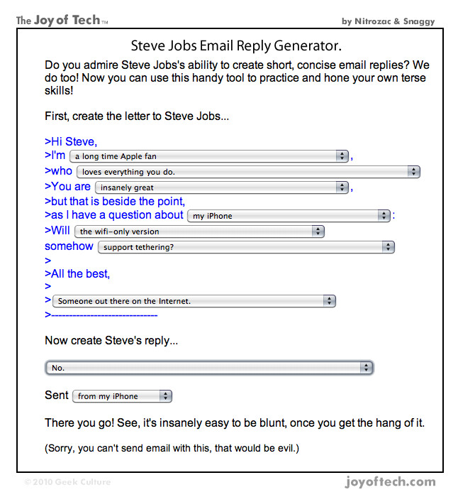 Netzfundstück Mail von Steve im Eigenbau Mac Life