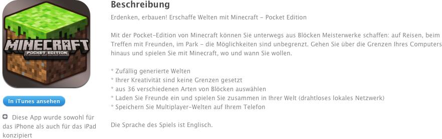 Minecraft Pocket Edition für iPhone & iPad erschienen | Mac Life