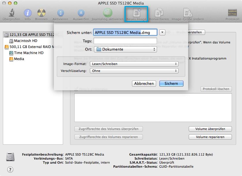 OS X Mavericks: Festplattendienstprogramm - Komplette Festplatte als ...
