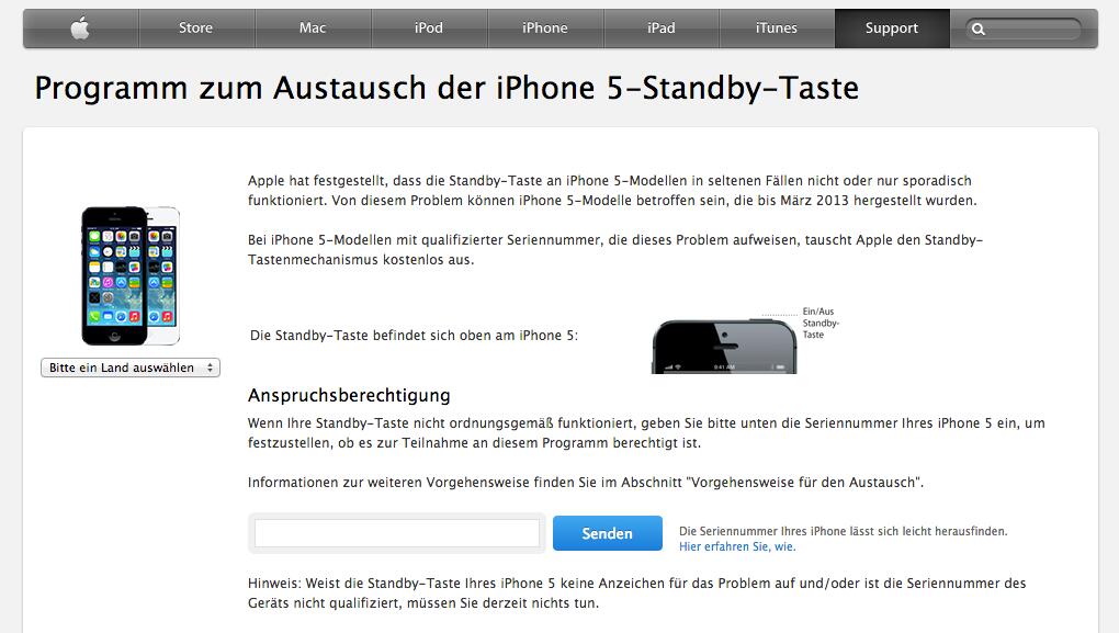 apple startet kostenloses austauschprogramm fur iphone 5 standby taste mac life