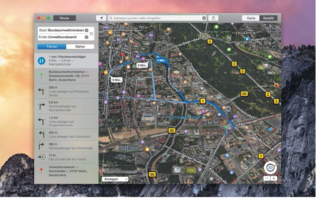 apple karten route mit dem fahrrad
