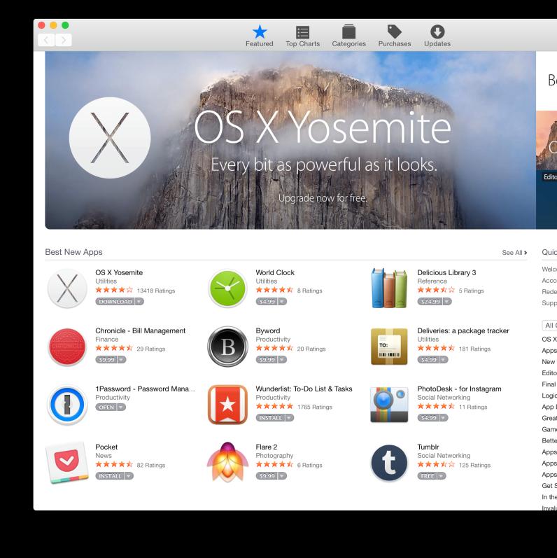 Mac App Store Apple Passt Design An Os X 10 10 Yosemite An Mac Life