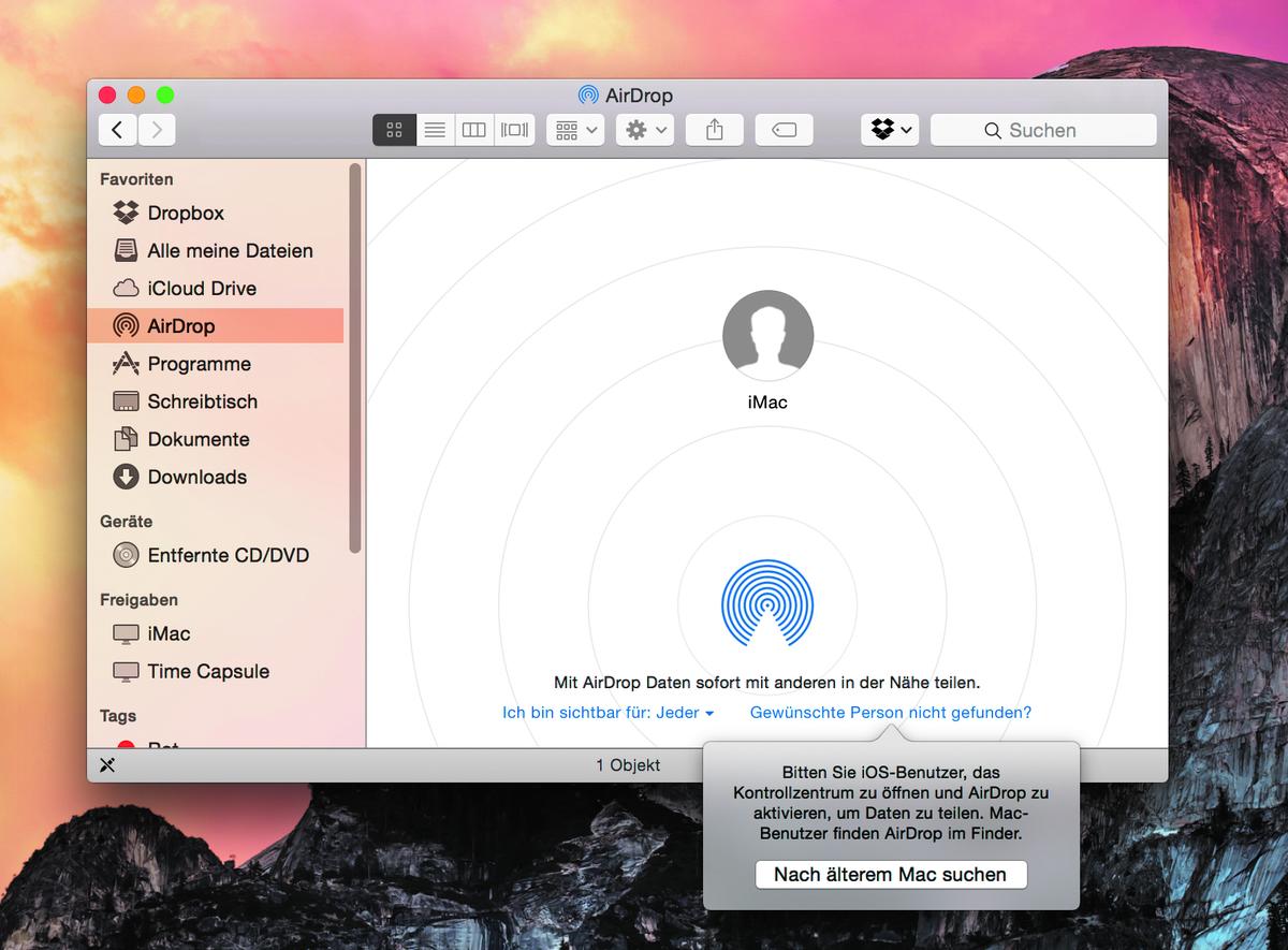 Benutzerfreundlichkeit von AirDrop auf dem Mac