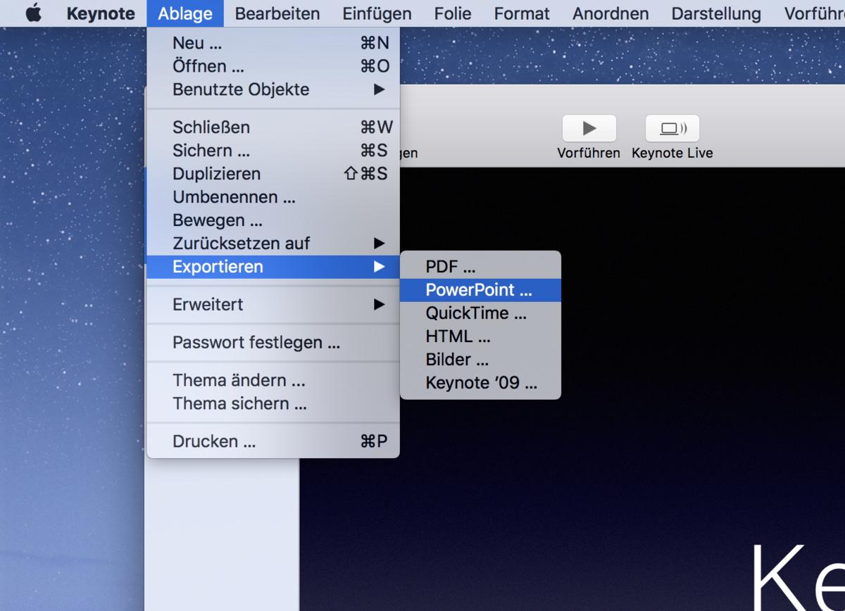 Keynote Am Mac Key Datei Als Powerpoint Pptx Datei Exportieren Mac Life