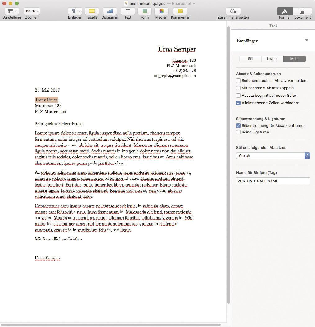 Pages Serienbrief Pages Serienbrief