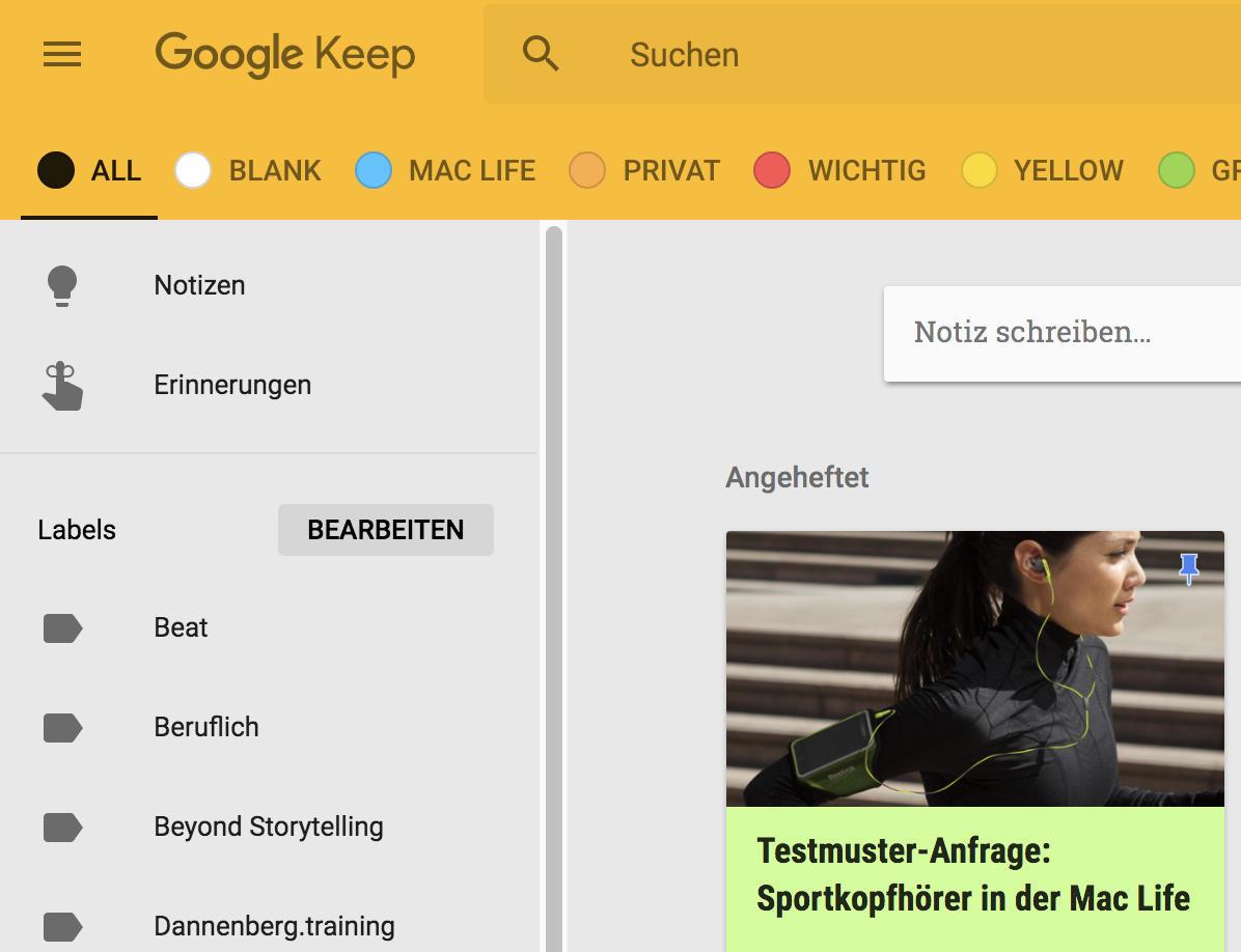 digitale notizen google keep die