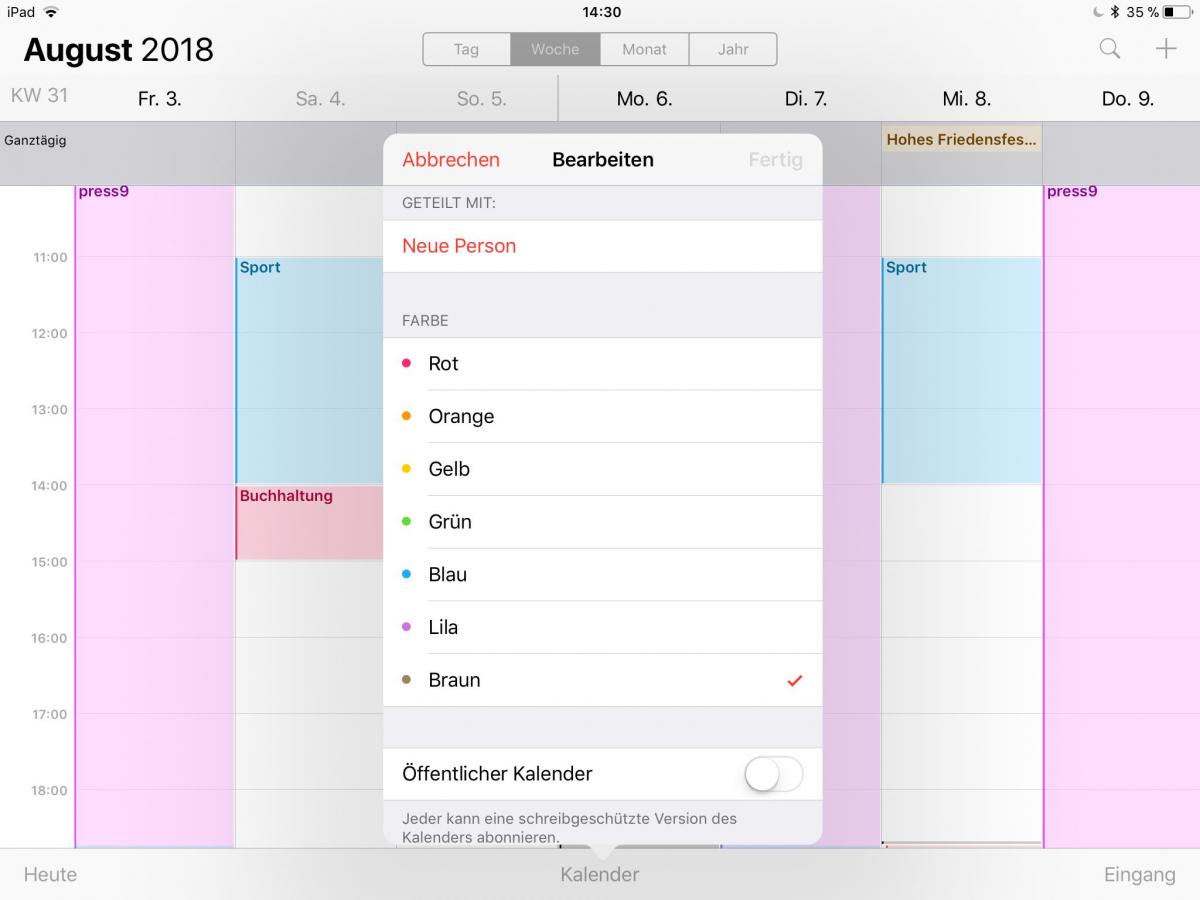 Mehr Farben Kalender Ipad 