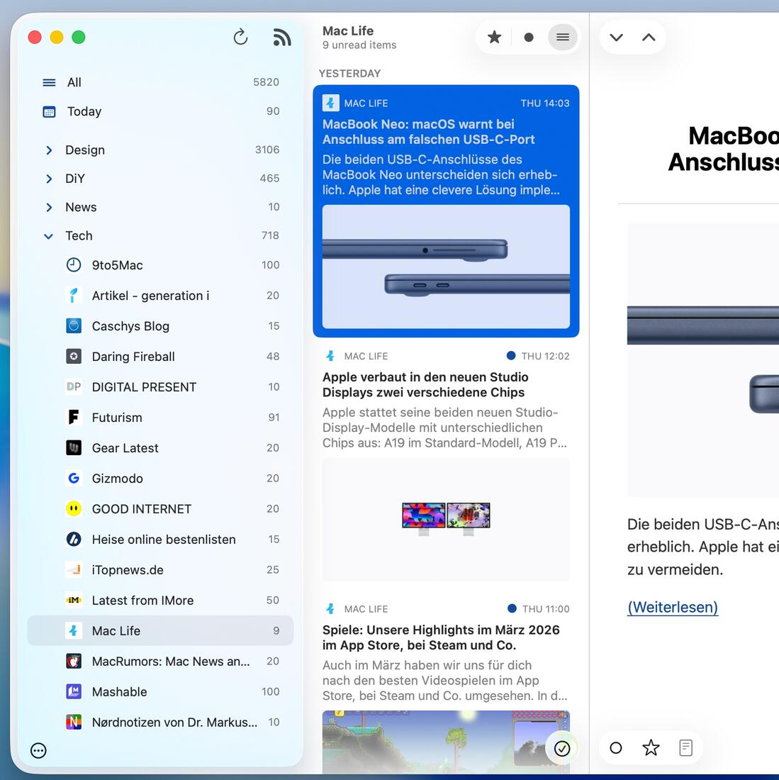 Mac-Tipp: RSS-Feeds mit ReadKit clever lesen und verwalten | Mac Life