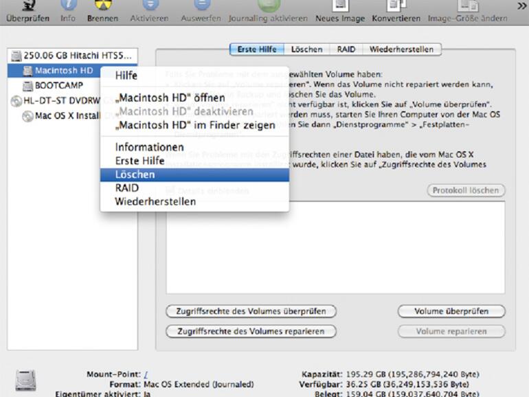 Das Mac-Festplattendienstprogramm.