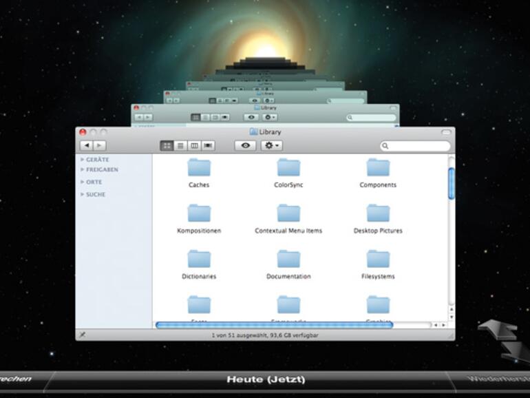 <b>Im Time Tunnel</b> reisen Sie auf der Suche nach Dateien in der Zeit zurück