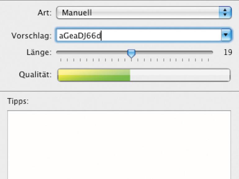 &amp;lt;b&amp;gt;Der Kennwortassistent generiert Kennwörter&amp;lt;/b&amp;gt; nach verschiedenen Kriterien, bewertet aber auch die Sicherheitsstufe manuell eingegebener Kennwörter.