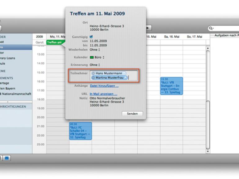Die E-Mail-Adressen der Teilnehmer werden von der Adressdatenbank übernommen.