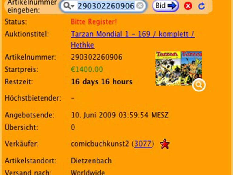Das eBay &amp;lt;b&amp;gt;Watcher Widget&amp;lt;/b&amp;gt; zeigt Auktionen im Detail.