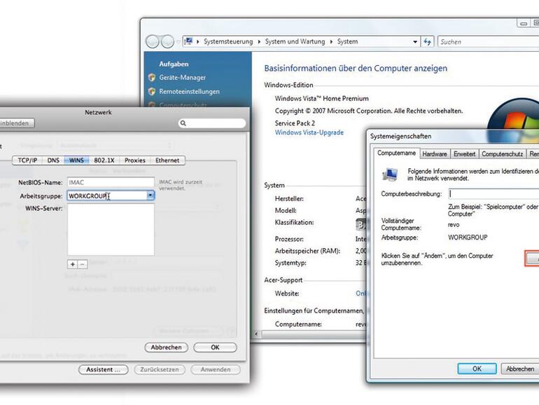 Die &lt;b&gt;Arbeitsgruppe&lt;/b&gt; am PC und MAC anpassen.