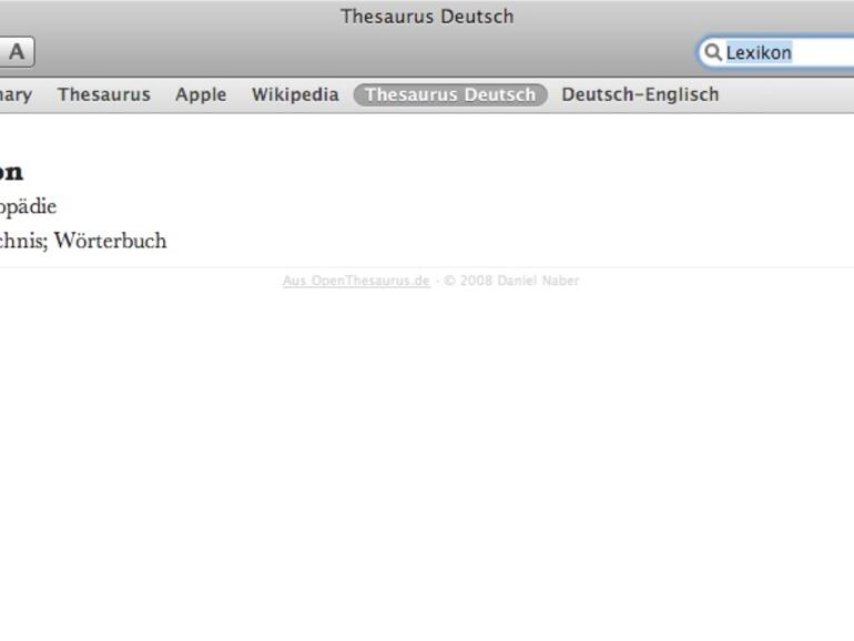 Anzeige eines Synonyms für Lexikon