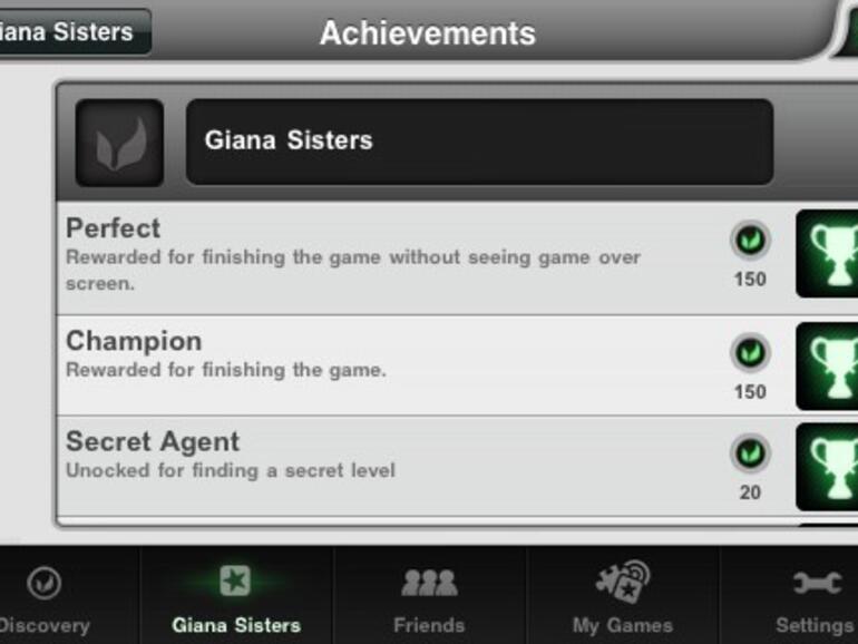 &lt;b&gt;Giana Sisters iPhone&lt;/b&gt; Die Achievements sind keine sonderlich große Herausforderung. Einzig das Freischalten und Durchspielen der Retrolevels und das Absolvieren des kompletten Spiels ohne ein „Game Over“ sind zeitintensiv