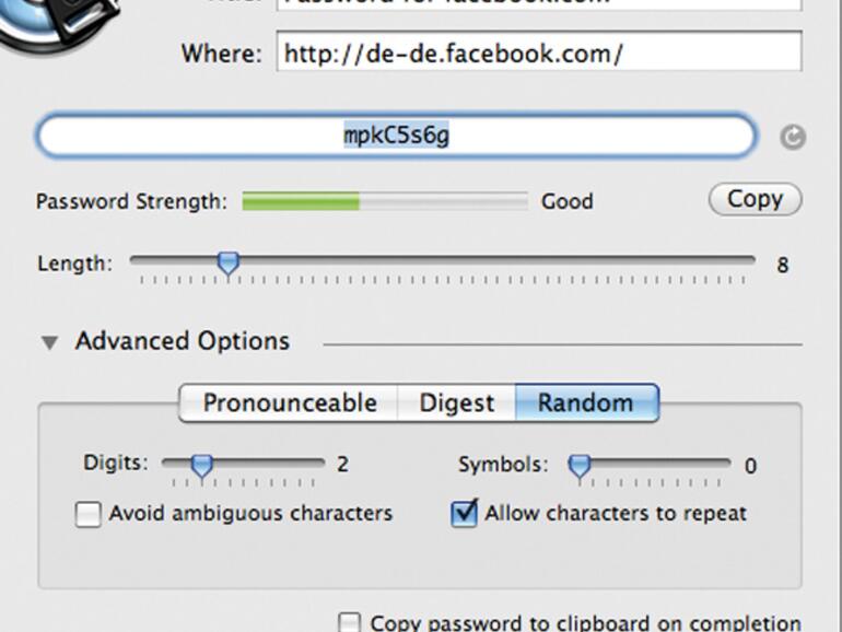 Der Passwort-Generator von &lt;b&gt;1password&lt;/b&gt;.