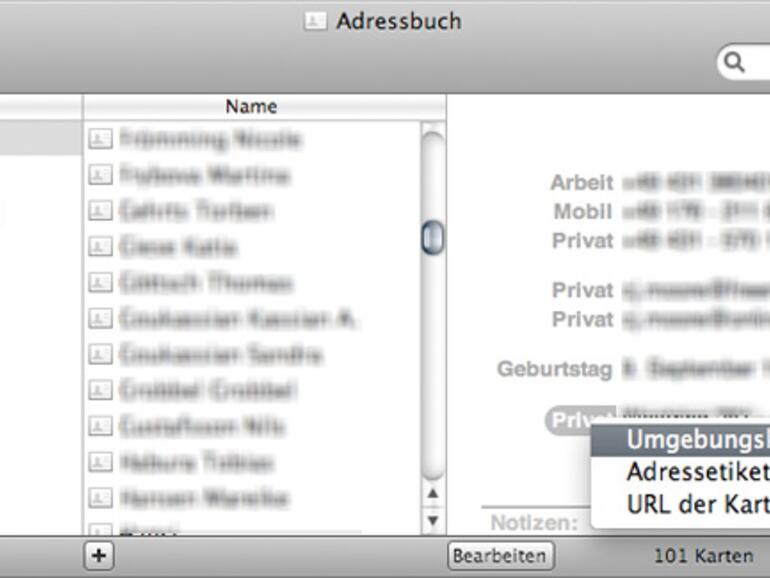 Einen &amp;lt;b&amp;gt;Stadtplan mit der Adresse eines Ihrer Kontakte&amp;lt;/b&amp;gt; ist mit zwei Mausklicks aufgerufen.