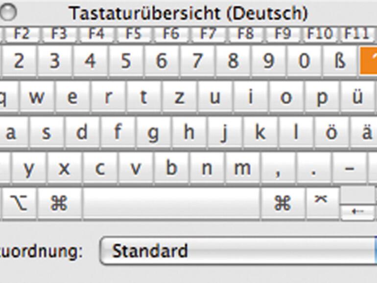 Auf der &amp;lt;b&amp;gt;eingeblendeten Tastaturübersicht&amp;lt;/b&amp;gt; lassen sich die aktuellen Tastenbelegungen einsehen.