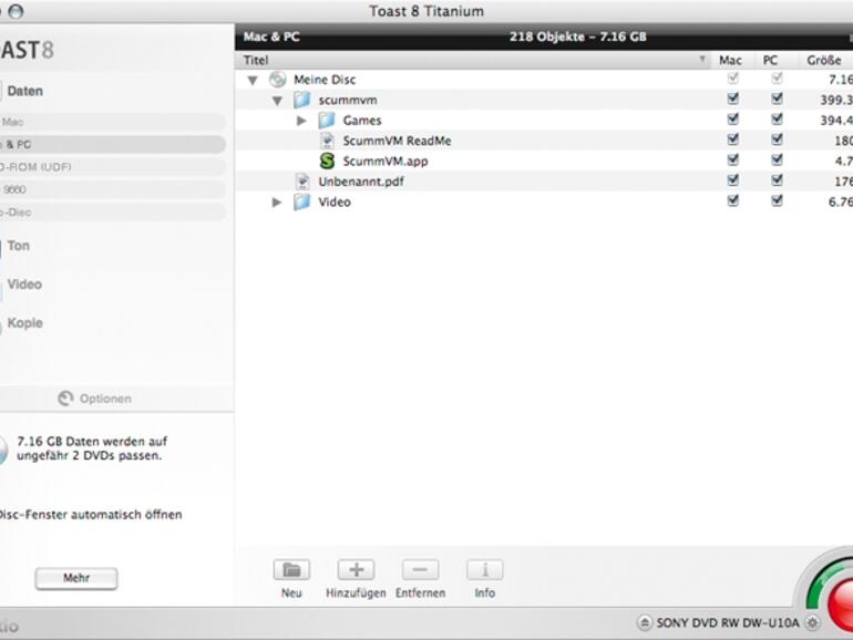 &amp;lt;b&amp;gt;Toasts&amp;lt;/b&amp;gt; Ein-Fenster-Konzept sorgt für eine einfache Bedienung.