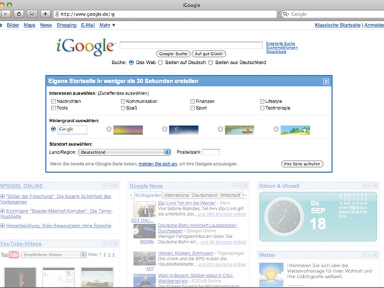 &amp;lt;b&amp;gt;iGoogle&amp;lt;/b&amp;gt; speichert Ihr persönliches Seitenlayout auf dem Rechner.
