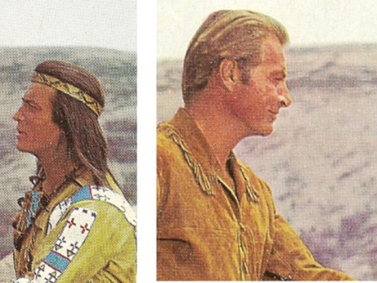 &amp;lt;b&amp;gt;Vorher:&amp;lt;/b&amp;gt; Die zwei Blutsbrüder Winnetou und Old Shatterhand aus einem alten Kinoprogrammheft sind mit einem feinen Raster überzogen. &amp;lt;b&amp;gt;Nachher:&amp;lt;/b&amp;gt; Das Raster über Winnetous und Old Shatterhands Konterfeis wurde von der &amp;l