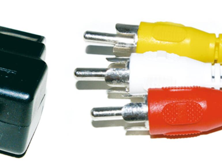 Zum Anschluss benötigen Sie einen handelsüblichen &lt;b&gt;Scart-Adapter&lt;/b&gt;. Mit dem Composite-Kabel verbinden Sie den Scart-Adapter am Videorekorder mit dem DVB-T/Analog USB-Adapter am Mac.