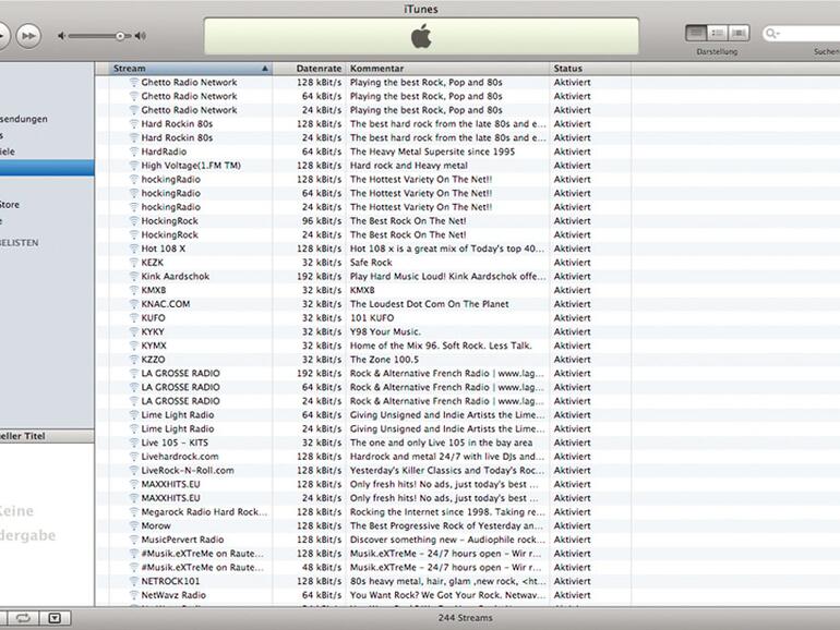 Die &amp;lt;b&amp;gt;Radioliste in iTunes&amp;lt;/b&amp;gt; ist sehr umfangreich, aber nicht veränderbar.
