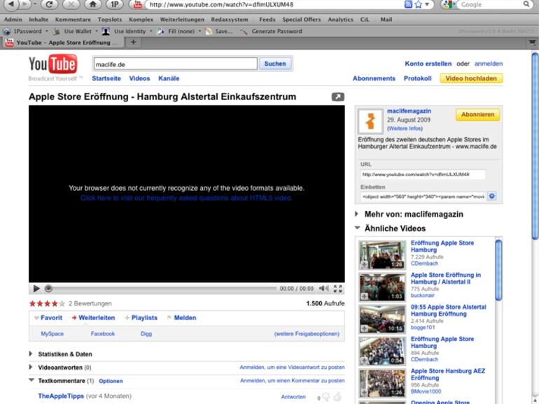 &lt;b&gt;Firefox 3.6:&lt;/b&gt; Trotz erweiterter HTML5-Unterstützung bleibt bei der aktuellen Betaversion der HTML5-Variante von YouTube der Bildschirm schwarz