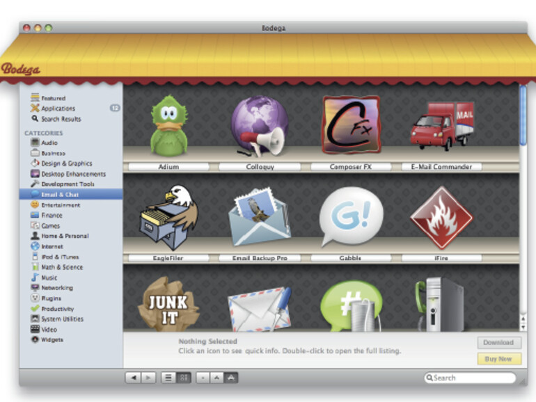 <b>Schick, aber nicht informativ: Symbolansicht von Bodega</b>