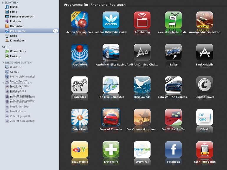 Unter „Programme“ sind &amp;lt;b&amp;gt;alle auf dem iPhone installierten Apps&amp;lt;/b&amp;gt; zu finden.