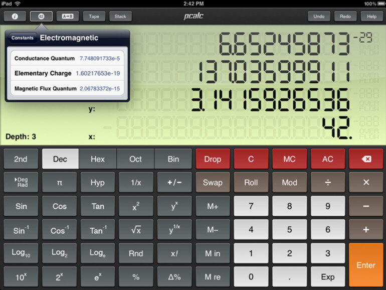 PCalc auf dem iPad.