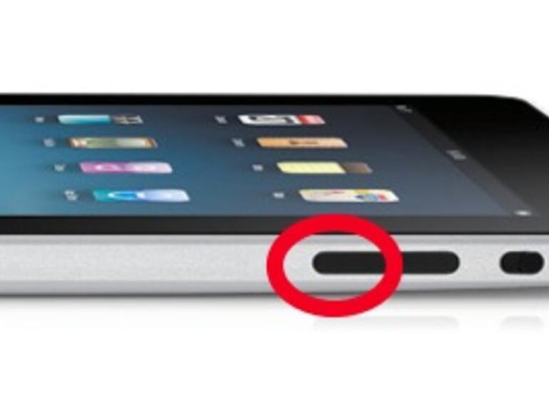 <b>Die Soundausgabe des iPads lässt sich durch kurzes drücken des unteren Teils der Lautstärkewippe ausschalten</b>