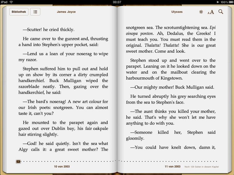 &lt;b&gt;Im Querformat werden beide Seiten eines Buches dargestellt, am unteren Seitenrand wird angezeigt, an welcher Stelle im Buch man sich gerade befindet&lt;/b&gt;