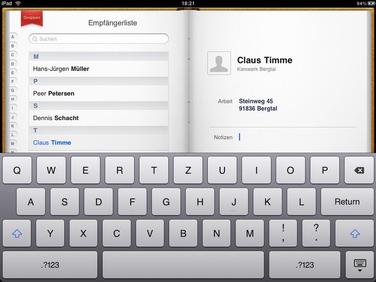 &lt;b&gt;Das Adressbuch vermittelt den Eindruck eines richtigen Adressbuches, das um Möglichkeiten der digitalen Welt erweitert worden ist&lt;/b&gt;