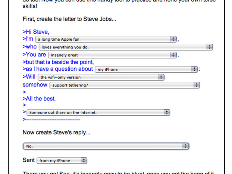 Der Steve Jobs Email Generator von Joy of Tech