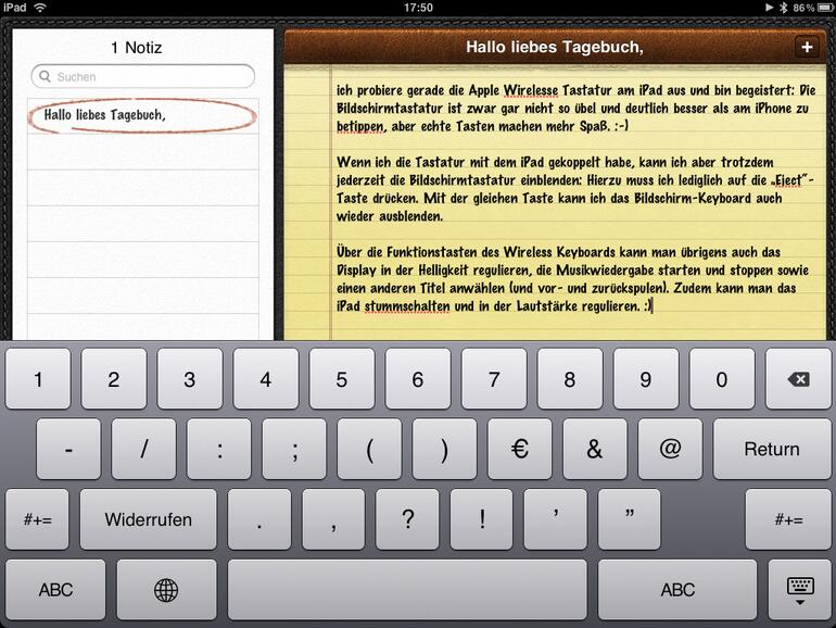 &lt;b&gt;Über die &quot;Eject&quot;-Taste an der Apple Wireless Tastatur lässt sich das Bildschirm-Keyboard ein- und ausblenden&lt;/b&gt;