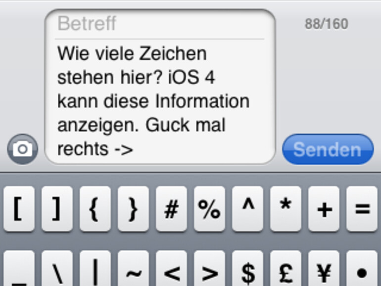 &amp;lt;b&amp;gt;Auf Wunsch zeigt die Nachrichten-App nun endlich die Zeichenanzahl einer SMS an&amp;lt;/b&amp;gt;