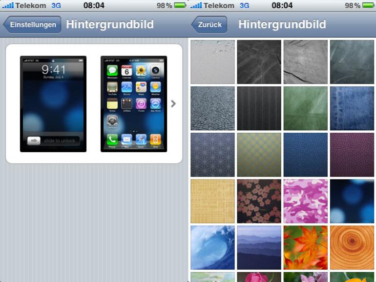 &lt;b&gt;Das iOS-4-Hintergrundbild: &lt;/b&gt;Nicht nur neue Hintergrundbilder, sondern auch die Funktion diese für den Homescreen zu verwenden wurden hinzugefügt