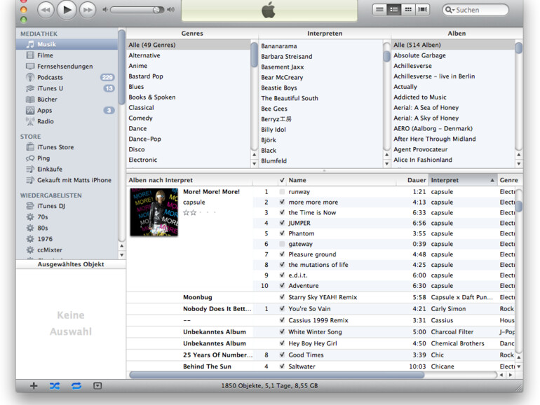 iTunes 10: Wenig Farbe