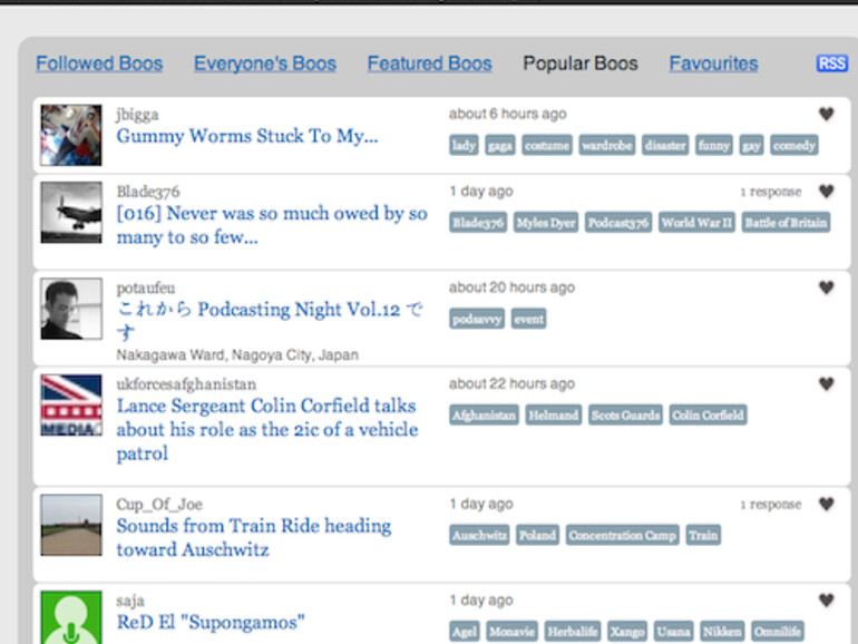 Die Audioboo-Website