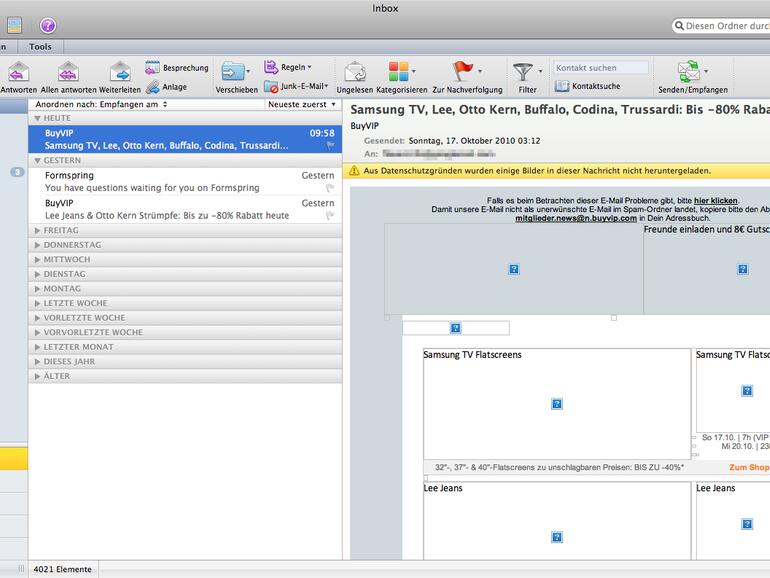 &lt;b&gt;Microsoft Outlook für Mac 2011:&lt;/b&gt; Outlook ist wieder auf dem Mac! Terminverwaltung, Exchange-Funktionalität und eine Menge aufgeräumte Übersichtlichkeit.
