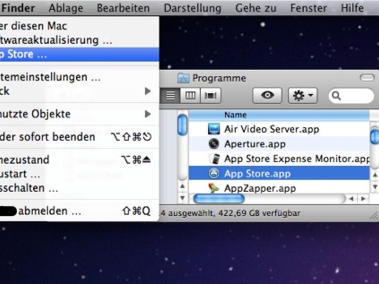 &amp;lt;strong&amp;gt;Alle Wege führen nach Rom: Der Mac App Store ist sowohl über das Dock als auch über den Programme-Ordner und das Apfel-Menü erreichbar&amp;lt;/strong&amp;gt;