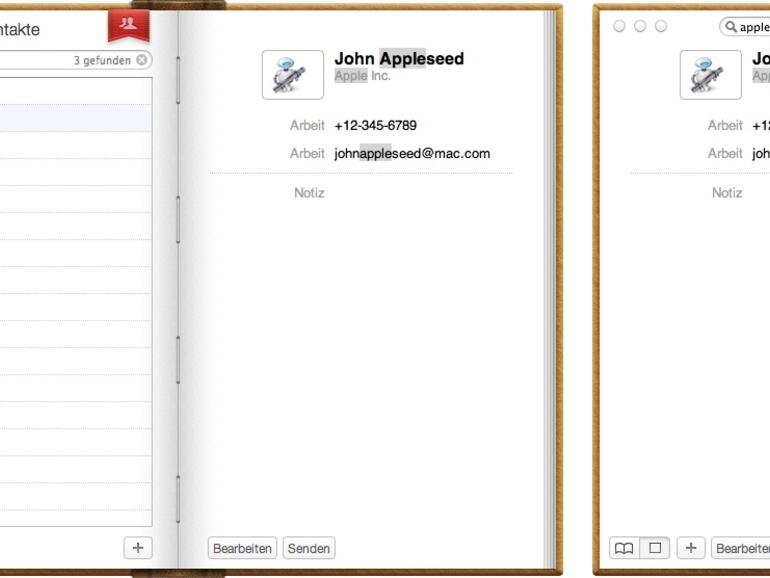 <b>Adressbuch 5: </b>Das füllige Aussehen von Adressbuch lässt sich um 50 Prozent verkleinern