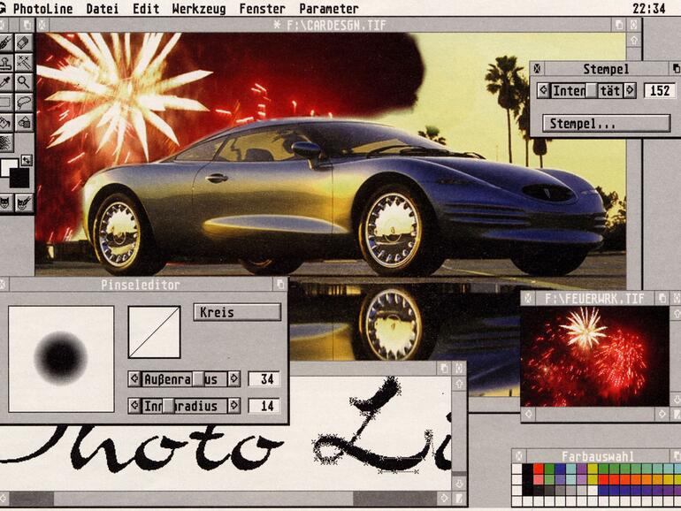 Screenshot aus grauer Vorzeit: PhotoLine 32 unter TOS/MagiC